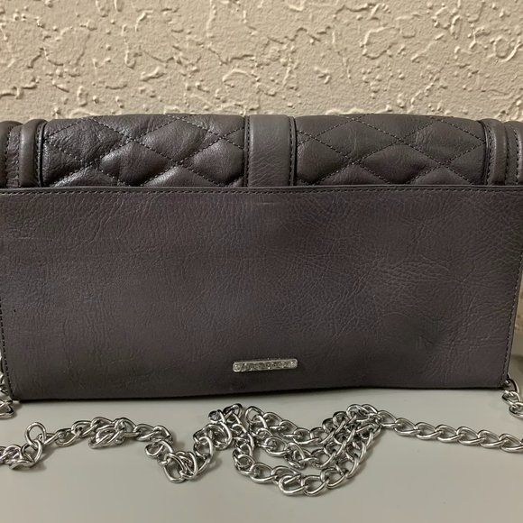 Rebecca Minkoff Quilted Love Clutch with Chain *Gray* - Picture 2 of 13
